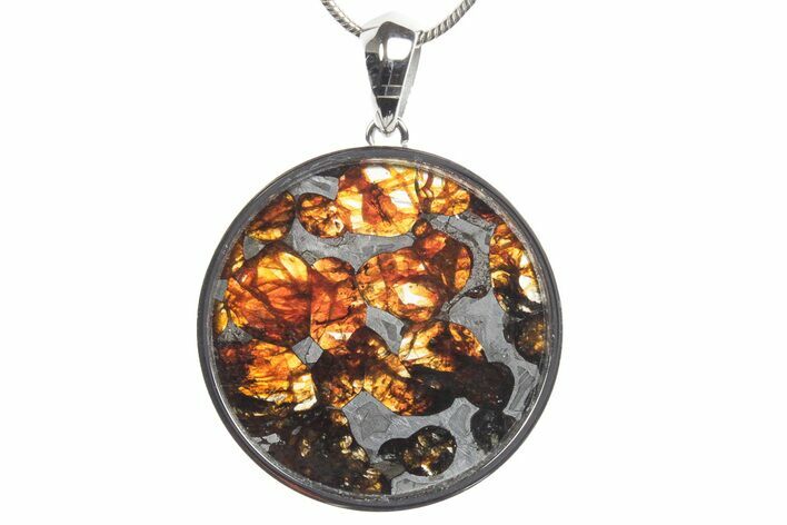 Sericho Pallasite Round Meteorite Pendant - Kenya #351404